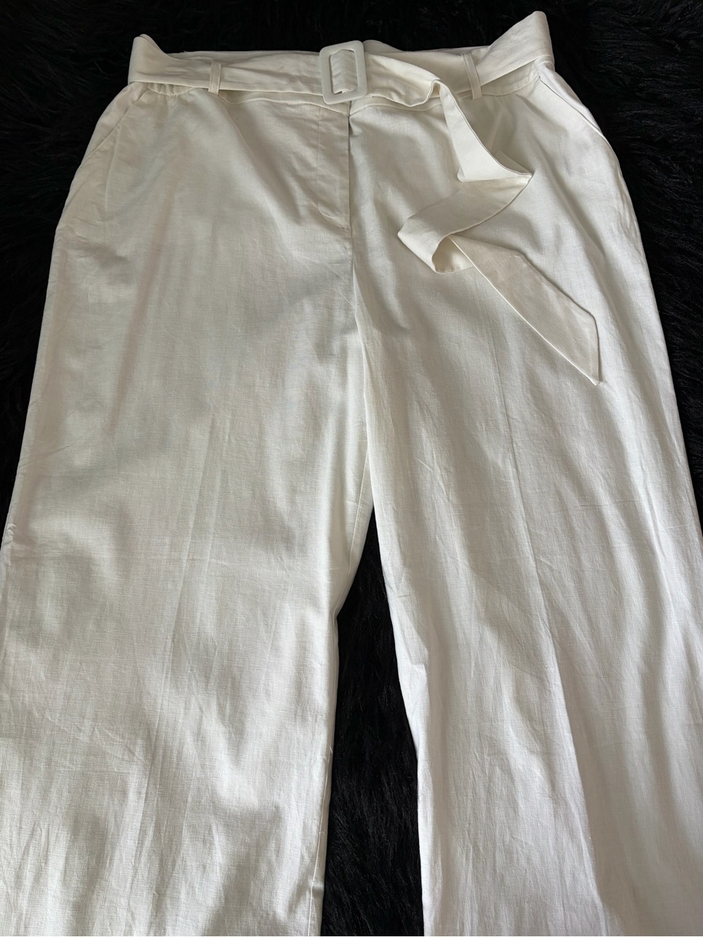 NWT! Lane Bryant Off White High-Rise Belted Wide-Leg Pants